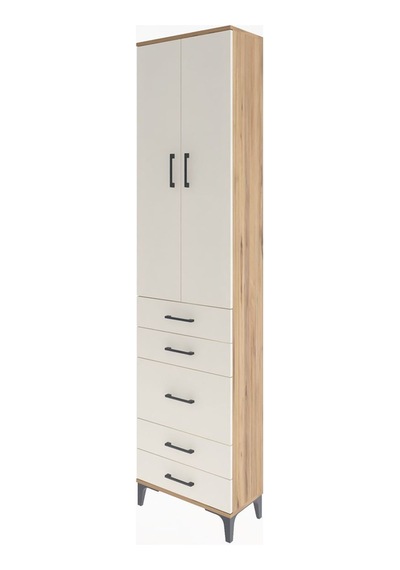 Arges Dolap 4 Raflı 5 Çekmeceli 2 Kapaklı 60x30x243 Çam-aytaşı Atlas Çam