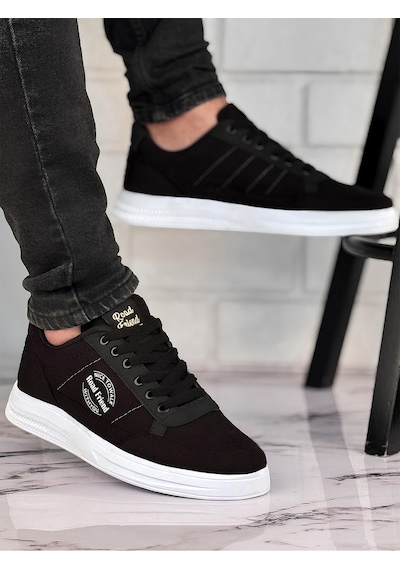 Ghattix Erkek Yazlık Günlük Keten Sneaker Ayakkabı Siyah Beyaz Siyah Beyaz