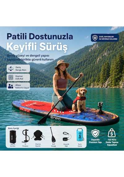 Npo Flow Stone 350x84x15cm Şişme Premium Sup Paddle Board 162kg Kürek Pompa Çanta Koltuklu Full Set