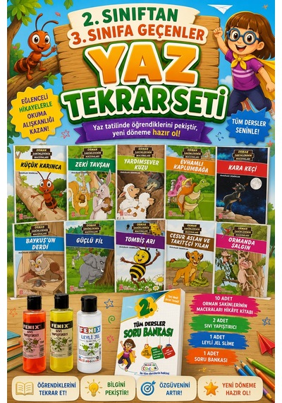 2.sınıftan 3.sınıfa Geçenler İçin Hikayelerle Yaz Tekrar Seti Slime Set Hediyeli