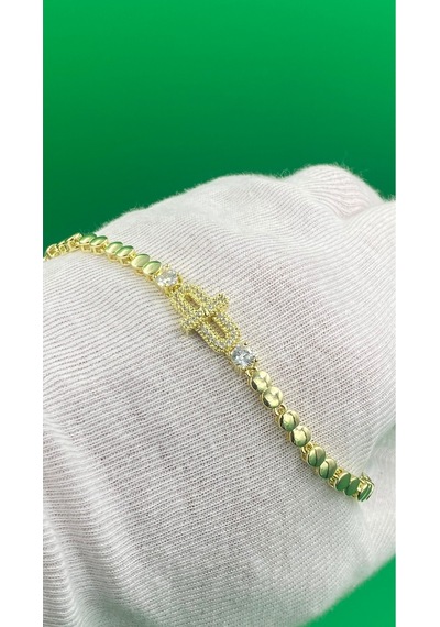 Xuping Tek Taşlı 14 Ayar Zirkon Model Altın Rengi Bileklik Gold