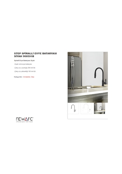 Newarc Step Spiralli Eviye Bataryası Siyah900591B