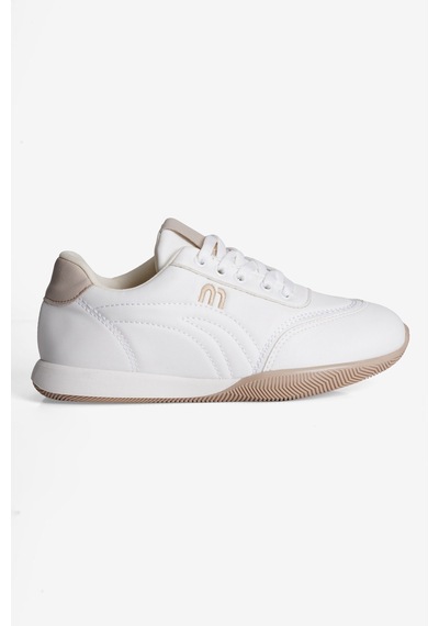 Mubiano Kadın Sneaker Günlük Rahat Bağcıklı Konfor Tabanlı Spor Ayakkabı Movi Beyaz