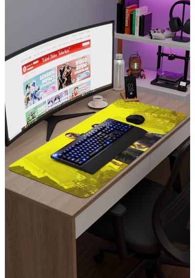 Cyberpunk 2077 Kaymaz Dikişli Kauçuk Oyuncu Mousepad V1 - 90x40 Xxl Gaming Mouse Pad Fare Altlığı