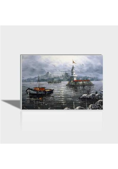 60X90 Cm Yağlı Boya Kız Kulesi Canvas Tablo