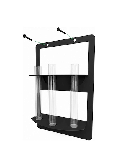 Trio Modern Metal Duvar Vazosu - 3 Lü Cam Tüp Çiçeklik -be-mcıc-syh
