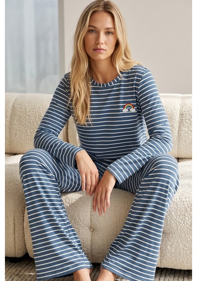 Siyah İnci Viskon Örme Pijama Takımı 26240305 Kırmızı