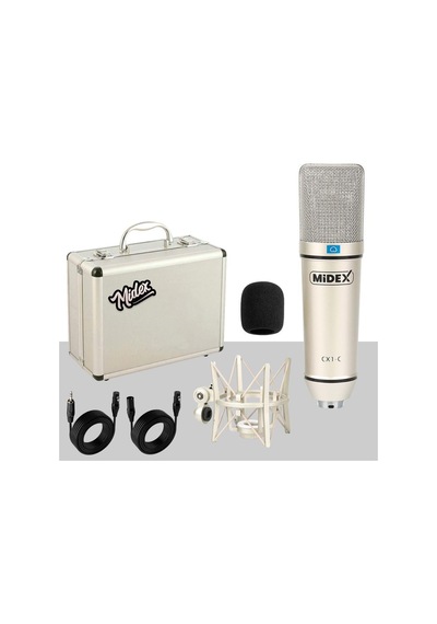 Midex Cx1 Functional Paket-4 Stüdyo Mikrofon Ses Kartlı Mikser Kulaklık Stand