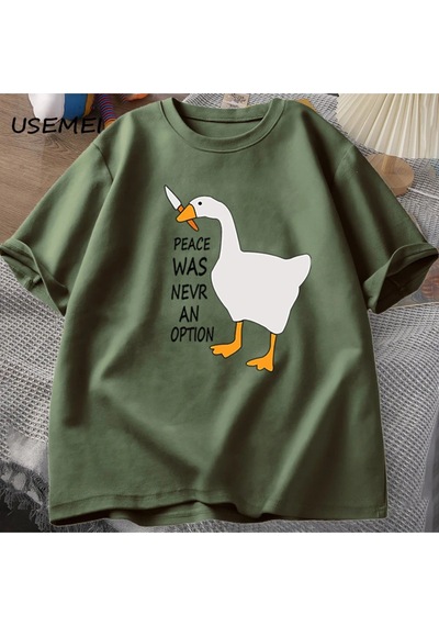 Flood Of Style Kaz Barış Asla Bir Seçenek Oldu T-shirt Erkek Kadın Yaz Pamuk Tee Moda Eğlence Serin Erkek Gi Yeşil