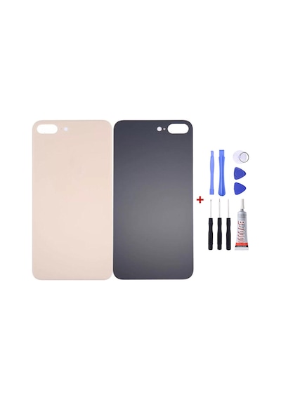 Apple Uyumlu iPhone 8 Plus Gold Arka Cam Kapak Pil Kapağı Tamir Set B7000 Set Gold
