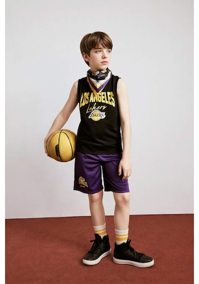 Defacto Nba Los Angeles Lakers Regular Fıt Tül Şort Erkek Çocuk H2918a826hspr299 Mor-pr299