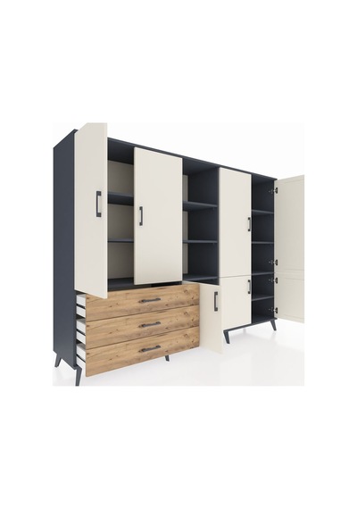 Hyperion Dolap 11 Raflı 3 Çekmeceli 7 Kapaklı 220x44x163 Antrasit Antrasit-aytaşı/çam Hyperion Dolap 11 Raflı 3 Çekmeceli 7 Kapaklı 220x44x163 Antrasit Antrasit-aytaşı/çam