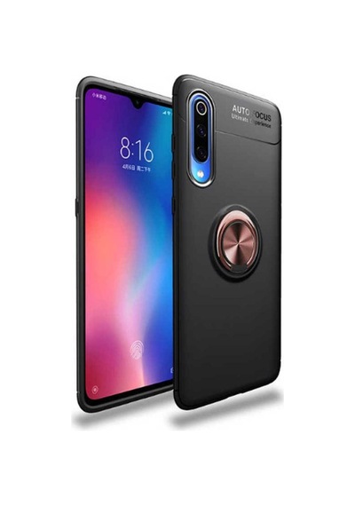 Xiaomi Mi 9 Lite Kılıf Zore Ravel Silikon Kapak Siyah-Rose Gold