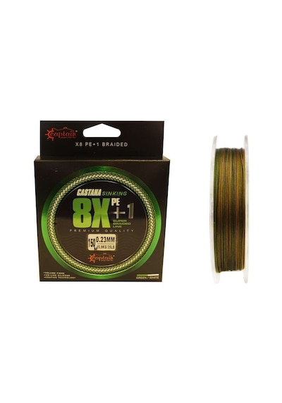 Captain Castana Sinking 8x+1 Silicone Coating İp Misina 150mt Camoo Standart - 0.08 Mm