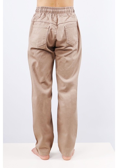 Hçm Çocuk Unisex Okul Pantolonu Beli Lastikli Taba