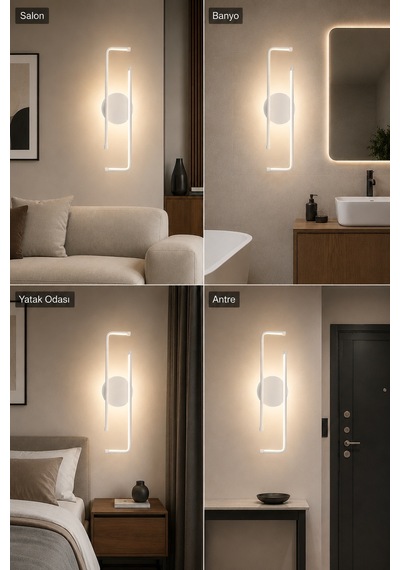 AvizeGO Noka Modern Led Duvar Apliği Günışığı Beyaz