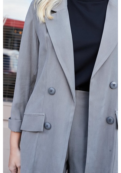 Jument Kadın İpeksi Dokulu Modal Kumaş Yakalı Cep Kapaklı Oversize Salaş Blazer Ceket-antrasit Jument Kadın İpeksi Dokulu Modal Kumaş Yakalı Cep Kapaklı Oversize Salaş Blazer Ceket-antrasit
