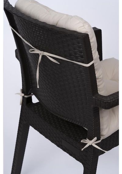Altınpamuk Neva Pofidik Özel Dikişli Bağcıklı Arkalıklı Sandalye Minderi 44x94 CM Bej