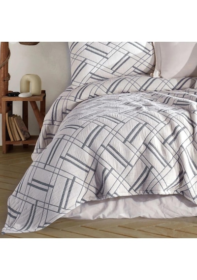 Zebra Casa Claris Çift Kişilik 3 Parça Yatak Örtüsü Takımı Lacivert Renk Lacivert