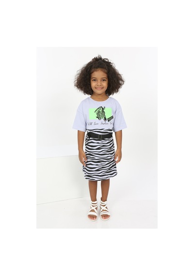 Toontoy Kız Çocuk Zebra Baskılı Elbise Mavi