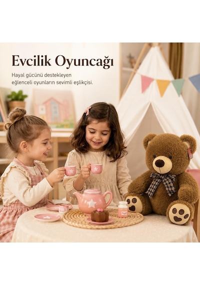 40 Cm Kurdeleli Pelüş Ayı, 3 Asorti Renk, Yumuşak Oyuncak Ve Hediyelik Sevimli Ayıcık Pjh16564-40cm Açık Kahve Genel