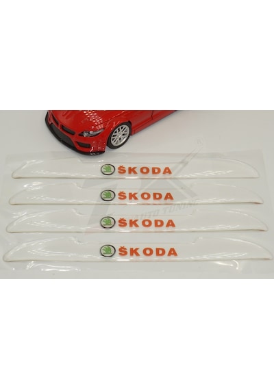 Skoda Logo Kapı Kenarı Koruma Şeffaf Kauçuk 3M Band New Style