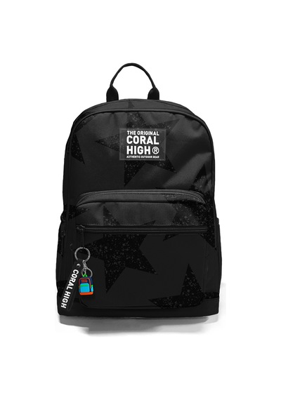 Coral High Siyah Gri Yıldız Desenli Okul Sırt Çantası 33237 Siyah