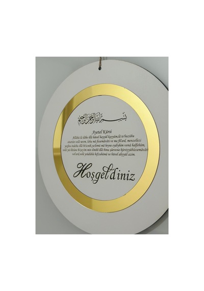Pey Aksesuar Hoşgeldiniz Yazılı Aynalı Pleksi Ahşap Kapı Süsü Dekoratif Beyaz