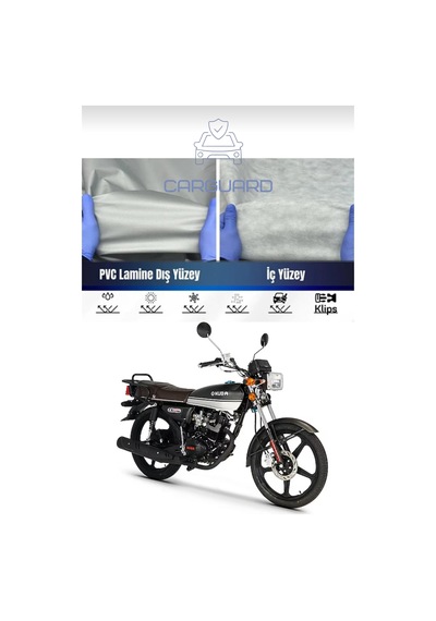 Carguard Kuba Cg 50 / 100 Uyumlu Fitilli Motosiklet Brandası Motor Örtüsü-arka Çanta Uyumlu