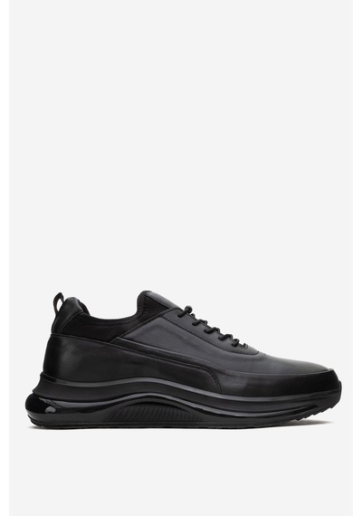 Dericlub Erkek Kalın Taban Comfort Sneaker Gerçek Deri Cr 2440 Siyah Siyah
