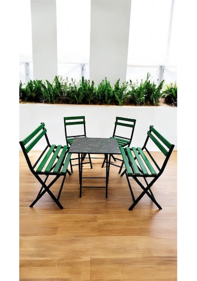 Modern 2-2-1-1 Balkon Bahçe Mutfak Bistro Set Katlanır Masa-sandalye 6 Kişilik Yeşil Modern 2-2-1-1 Balkon Bahçe Mutfak Bistro Set Katlanır Masa-sandalye 6 Kişilik Yeşil