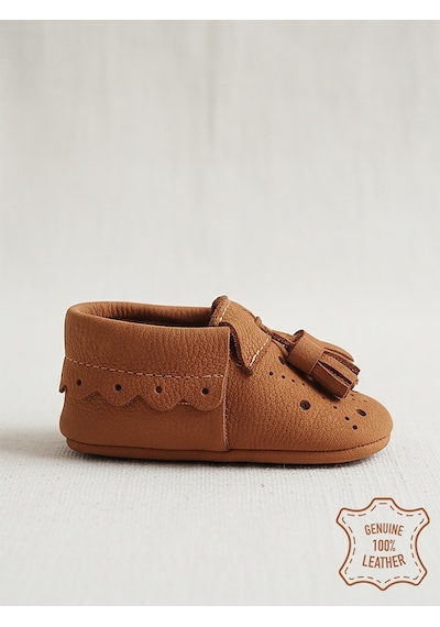 Denokids Erkek Bebek Nubuk Patik Hakiki Deri Taba Yumuşak Taban Ayakkabı 17-21 Numara Çok Renkli