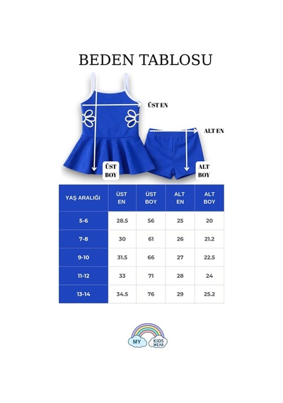 My Kids Wear Kız Çocuk Nakış Detaylı Garson Boy Mayo 5-14 Yaş 12591 Saks