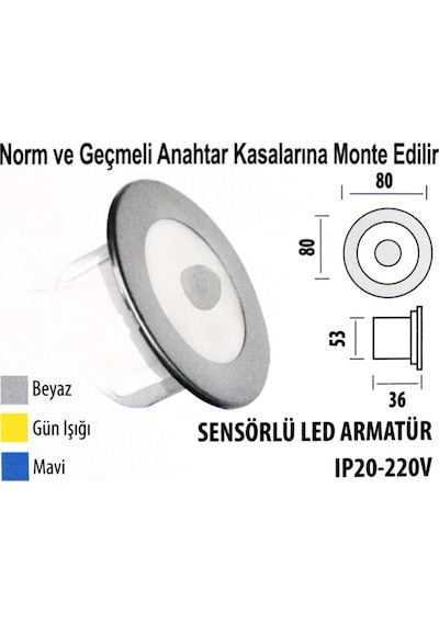 Sensörlü Led Armatür Krd09 Ip20 220v Beyaz Işık Antrasit