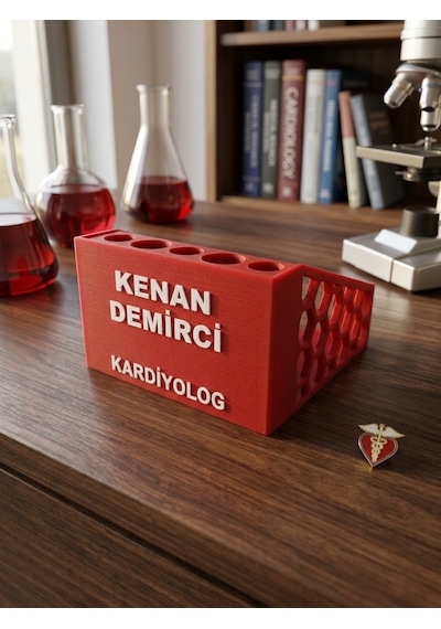 Kişiye Özel Masaüstü Kalemlik Ve Bloknotluk Kırmızı