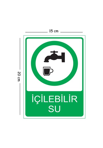Metal İçilebilir Su 15x20 Cm Uyarı İş Güvenliği Levhası