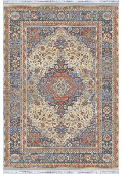 Renkli Klasik Göbekli Dokuma Pamuk Taban Kaymaz Kilim Klm229n11 Çok Renkli