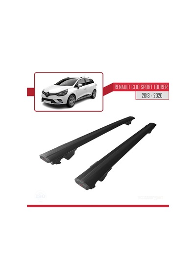 Renault Clio 4 Sport Tourer 2013-2020 Arası İle Uyumlu Hook Model Anahtar Kilitli Ara Atkı Tavan Barı Siyah