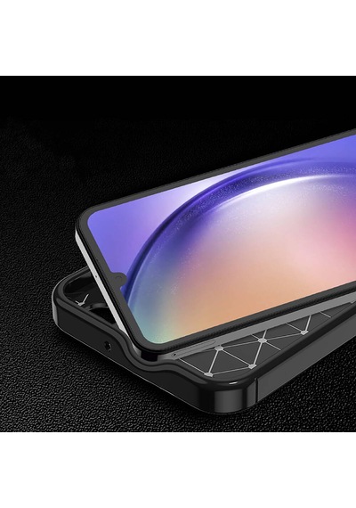 Samsung Galaxy Uyumlu A15 Kilif Karbon Tasarim Negro Silikon Kapak