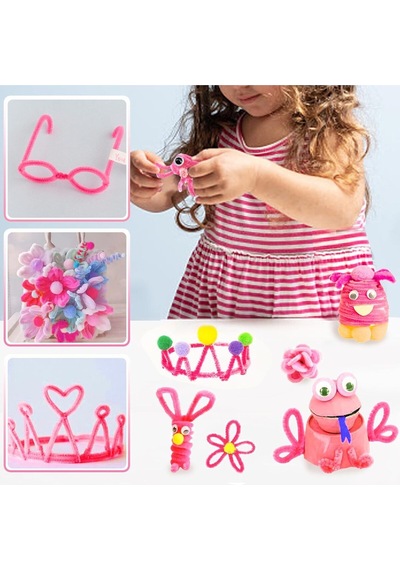 Fuşya Renkli 50 Adet Şönil, Tüylü Tel, Eğitici Şönil Seti, 30 Cm, Peluş Tel