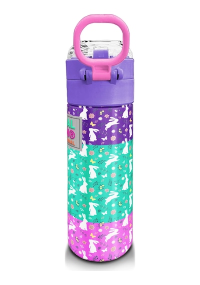 Coral High Kids Mor Pembe Bisikletli Kız Desenli Pipetli Ve Direkt İçim Çelik Termos 500 Ml 31797 Mor