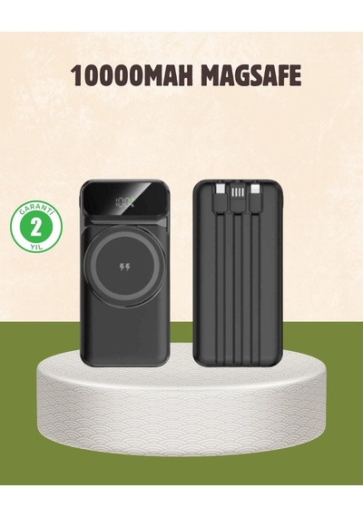 10000 Mah Kablosuz Powerbank 15w Hızlı Şarj Type-c Çoklu Çıkışlı Siyah