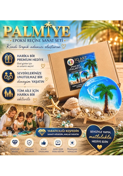 Epoksi Reçine Seti Palmiye , Tropik Deniz Temalı Sanat Ve Hobi Seti, Video Eğitim Dahil, Premium Hediye Kutulu, Epoksi Başlangıç Seti 00008