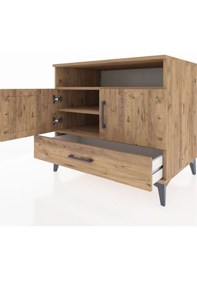 Kronos Şifonyer 3 Raflı Tek Çekmeceli 2 Kapaklı 88x59x80 Çam-çam Çam