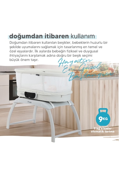 Huggy 4 İn 1 Cozy Terazi Özellikli Bluetooth Portatif Beşik Krem