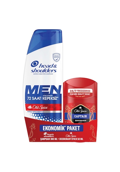 Head & Shoulders Men Ultra Şampuan 300 Ml + Old Spice Captain Stick 50 Ml 3 Adet