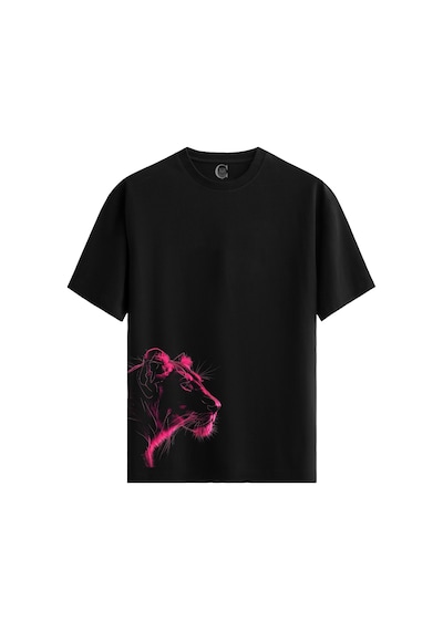 Neon Hunt - %100 Pamuklu Kadın Siyah Tişört - Premium Quality Beyaz