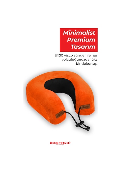 Viscofoam Lux Ortopedik Seyahat Yastığı Visco Boyun Destekli Seyahat Yastığı - Turuncu | Ergo Travel