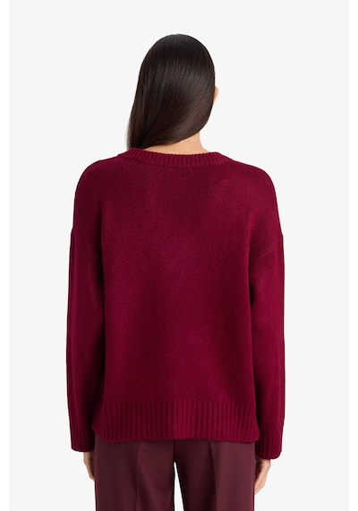 Defacto Oversize Geniş Kalıp V Yaka Kazak G2141ax26spbr327 Bordo-br327