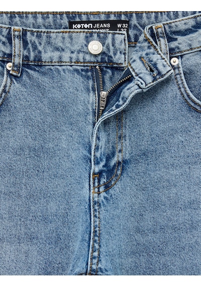 Koton Pamuklu Normal Bel Vintage Straight Jean Pantolon Petrol 6sam40263nd